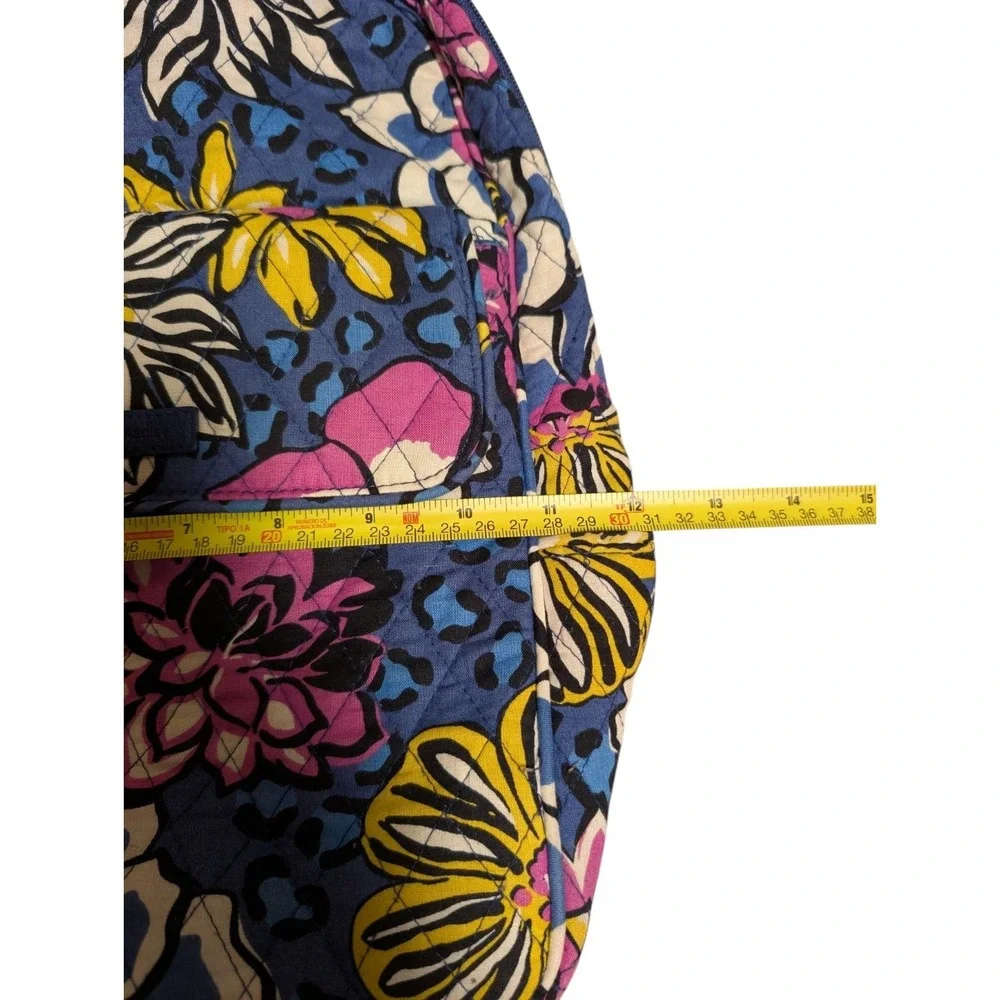 Vera Bradley Midnight‎ Blues Quilted Floral Backpack Pink Leopard Lining Navy